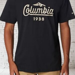 Columbia Black Short Sleeve Tee with Vintage Logo
